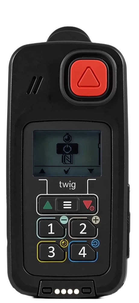TWIG One de frente, con clip de cinturón